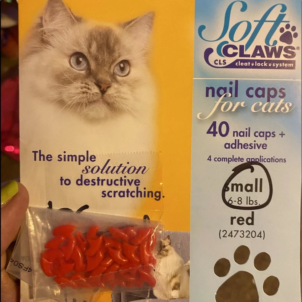 Soft Claws for Cats - CLS (Cleat Lock System), Size Small, Color Red